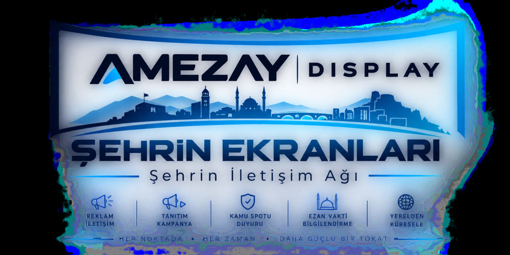 Şehir dijital reklam ağı ekran yüzü ve şehir manzarası